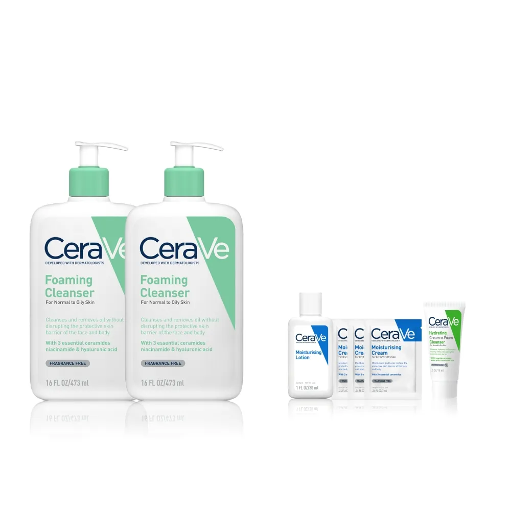【CeraVe 適樂膚】敏肌必囤洗顏組★溫和泡沫潔膚露473ml*2_B(泡沫質地)