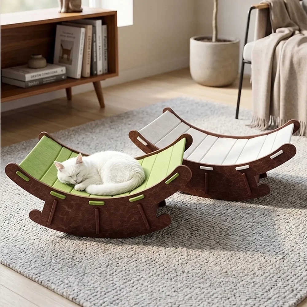 【Petfun】貓抓板搖搖床 貓咪躺椅磨爪玩具 寵物休息床 四季通用一體式睡窩 麻墊貓窩 貓搖椅 貓沙發躺椅