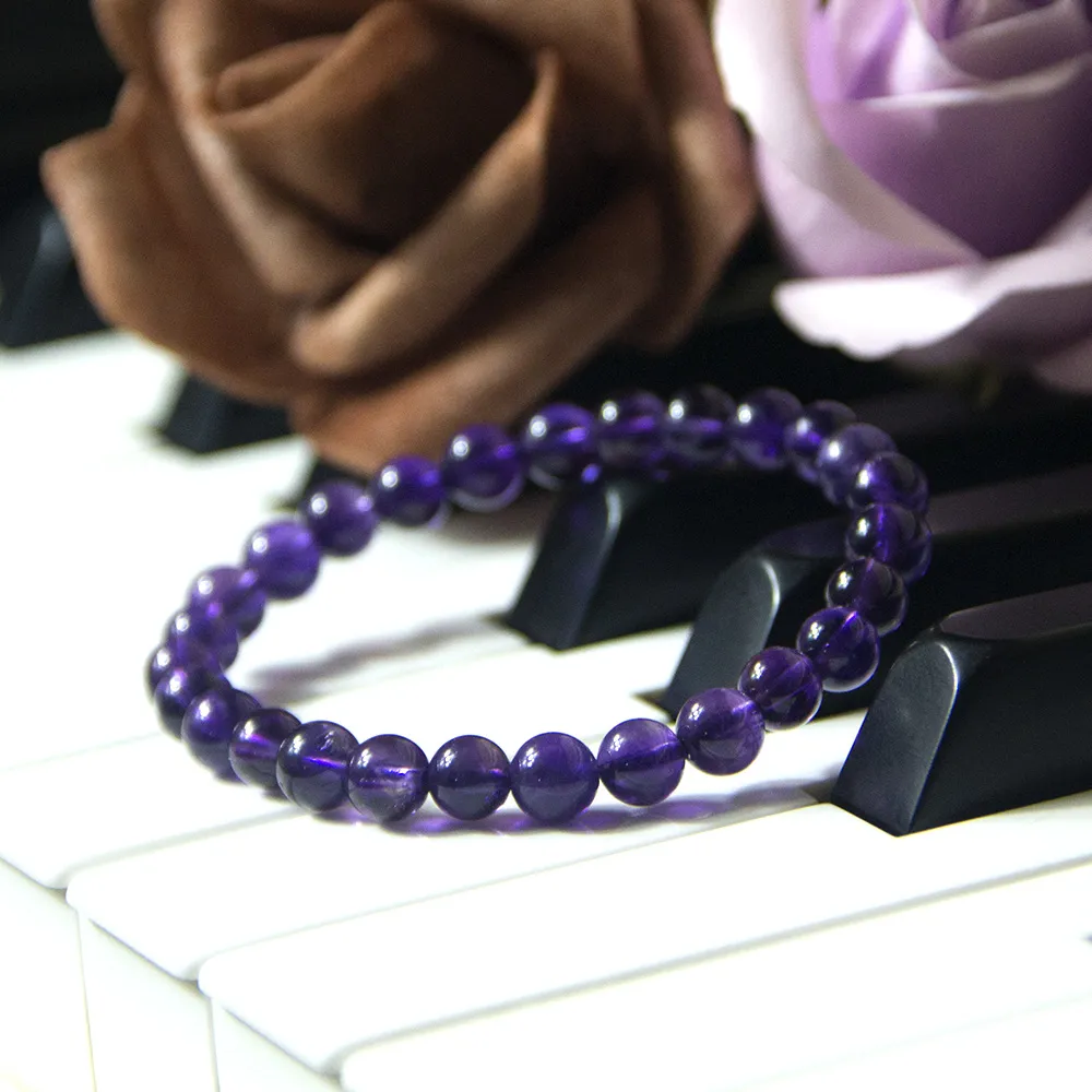 【D.S. jewellery 德山珠寶】特價5A級6mm天然紫水晶手鍊(交換禮物水晶手鍊CE476特價優惠)