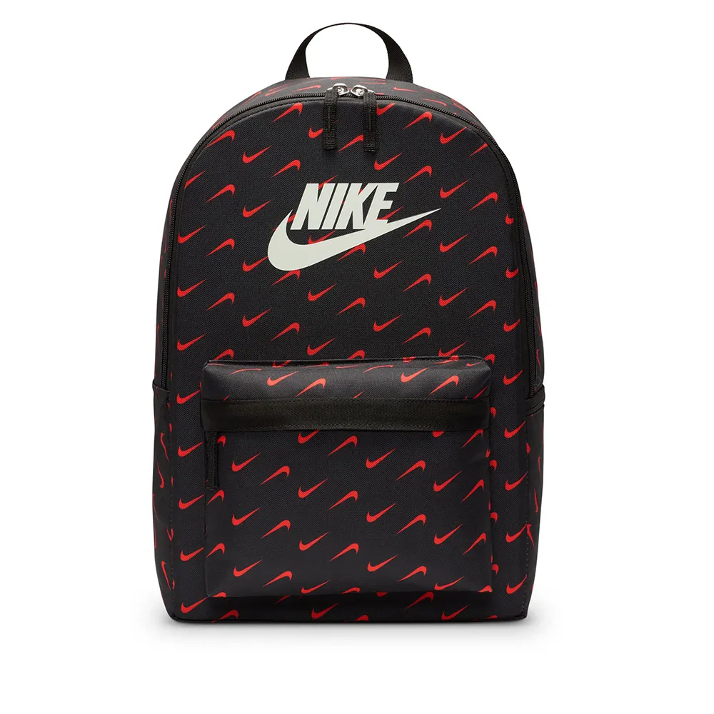 【NIKE 耐吉】後背包 書包 運動包 大容量 NK HERITAGE BKPK - SWOOSH DROP 黑紅 HF6995-010