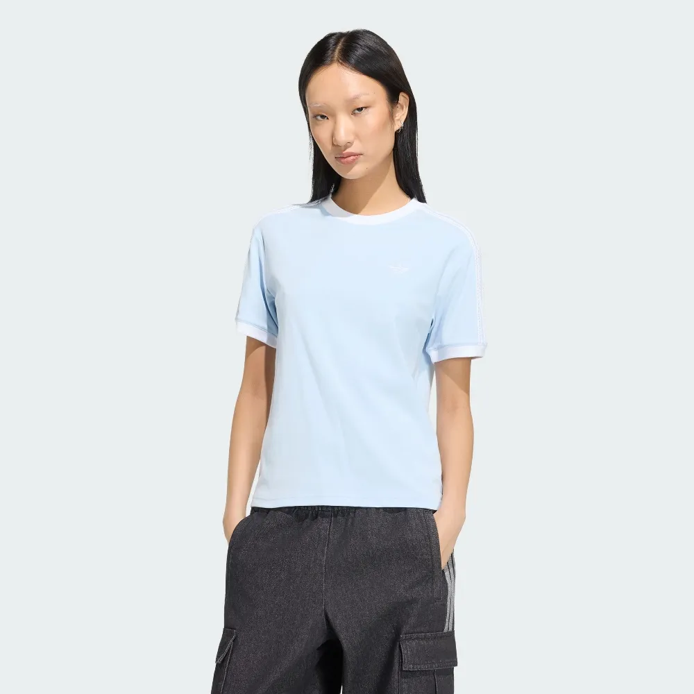 【adidas 愛迪達】短袖上衣 女 三葉草 亞規 3 STRIPES TEE 藍 KX1882