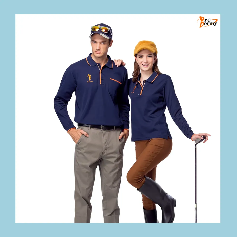 【Pro Dormy】普多力 台灣製 男款 中性版 女款 長袖上衣 休閒POLO衫 高爾夫球衫(男女同款)
