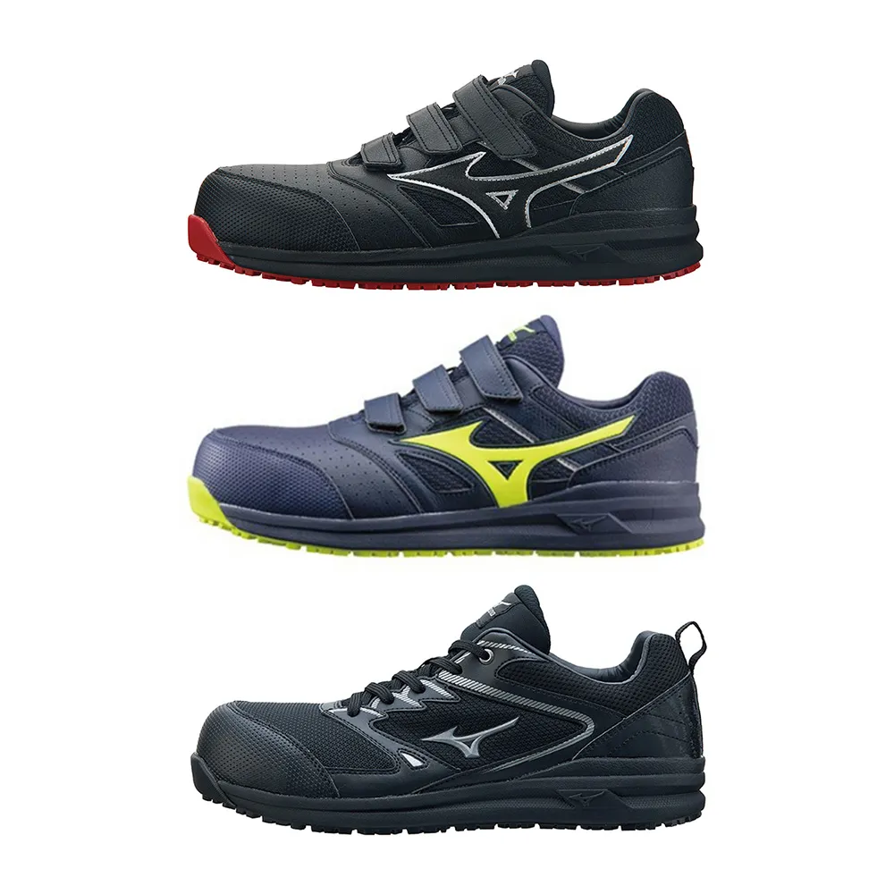 【MIZUNO 美津濃】LS ll /VS II 防護鞋 工作鞋 塑鋼鞋 安全鞋 寬楦 魔鬼氈(黑紅、黑色 L9247 奧森)