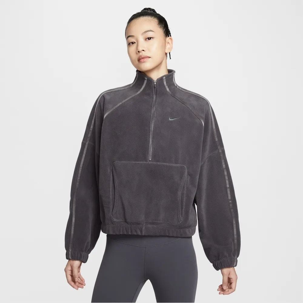 【NIKE 耐吉】長袖上衣 女 AS W NK ONE TF HZ TOP POLAR 運動 休閒 灰色(HV3716036)