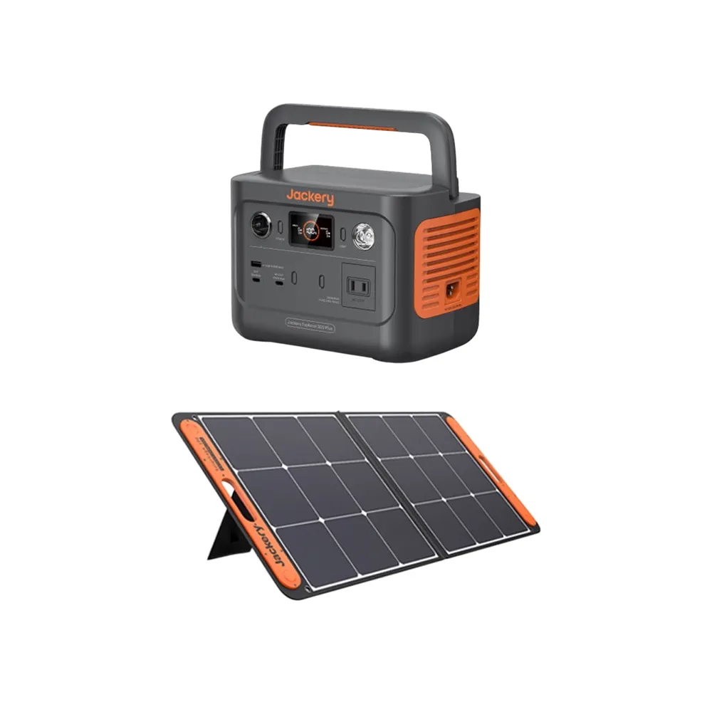 【Jackery】300Plus 太陽能充電組合包100W(戶外電源 充電器 BSMI R34851 露營 逐露天下)