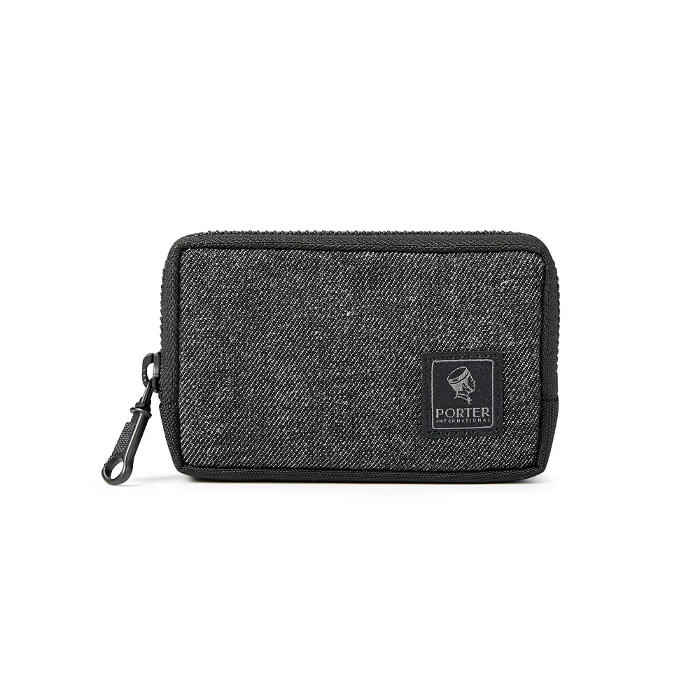 【PORTER INTERNATIONAL】牛仔拼接PATCH WORK零錢包(黑)