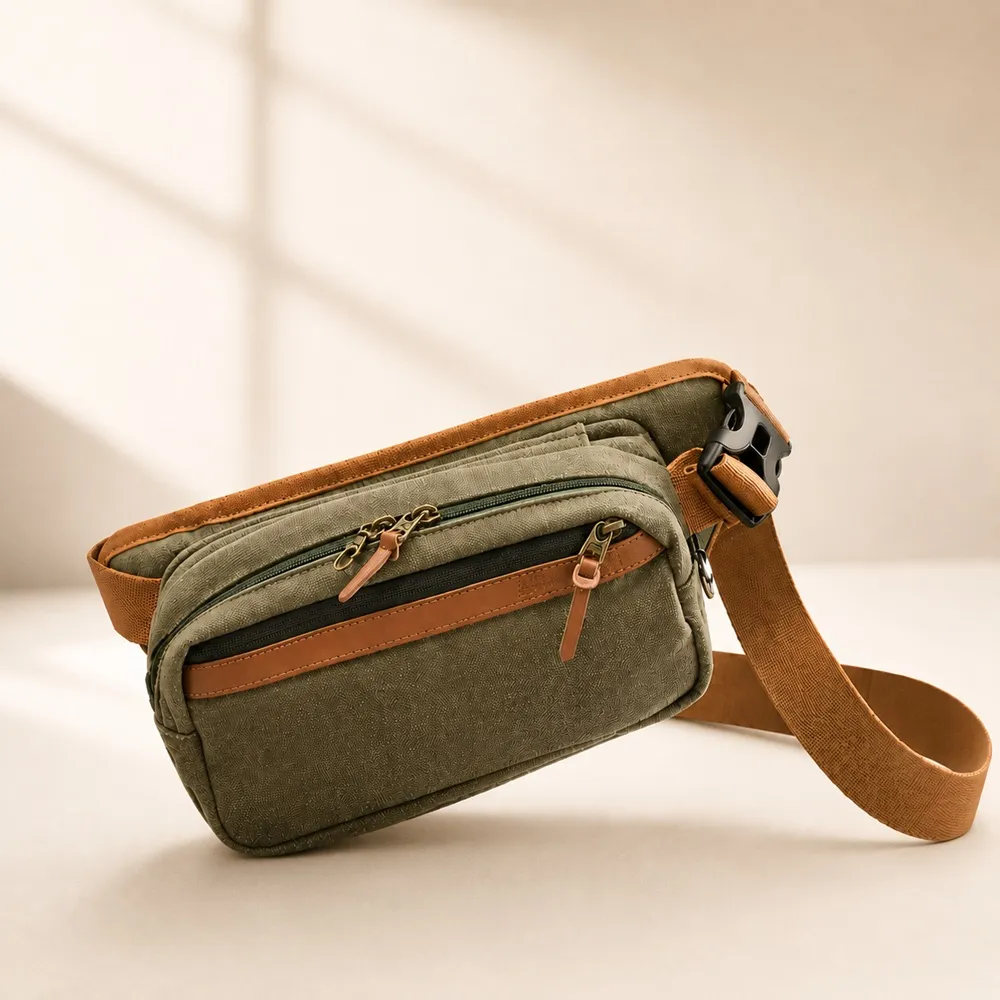 【WHOSE BAG】雙11 日系機能胸包斜背包｜多口袋可放水瓶帆布胸包 男女通用 NO.WBBC3AG