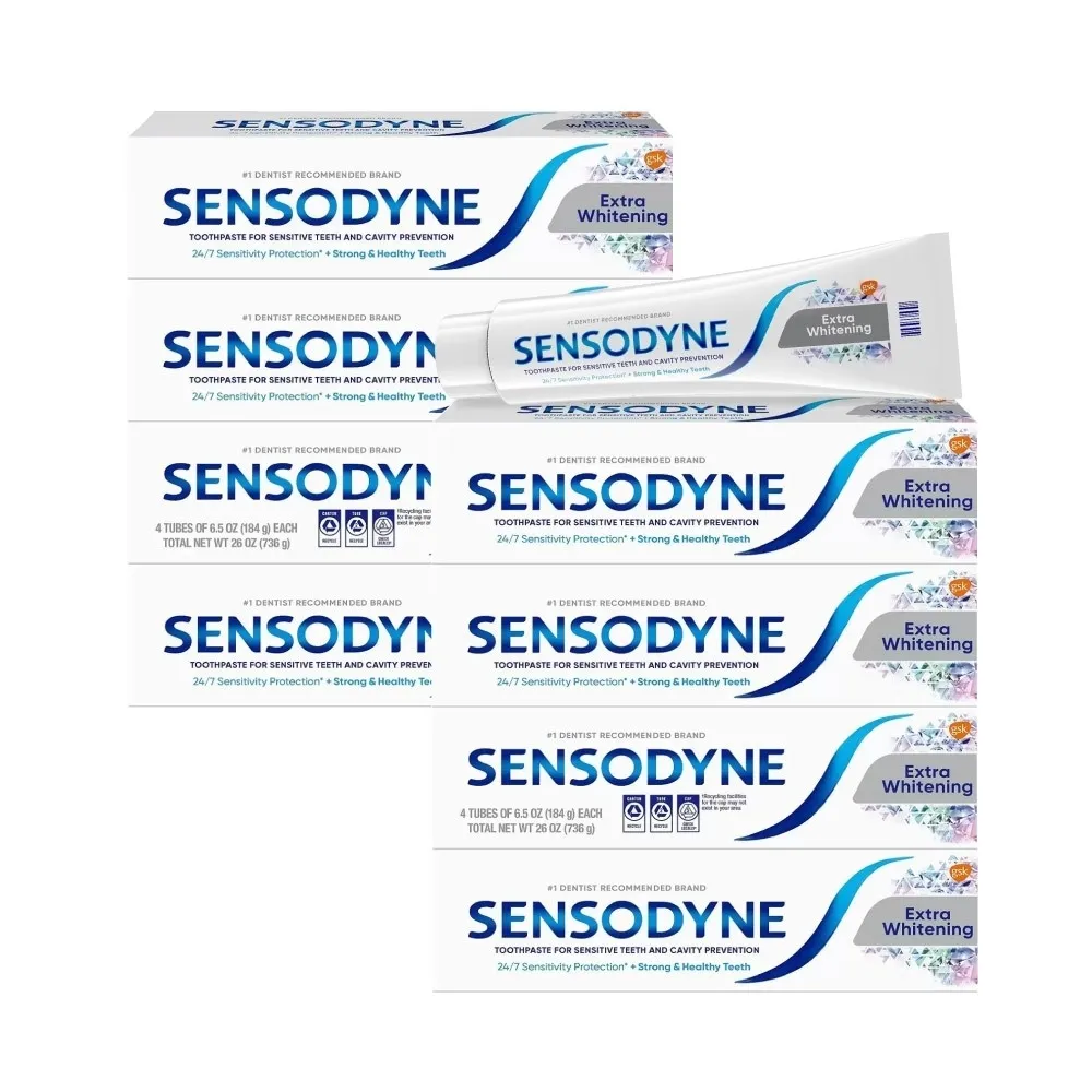 【SENSODYNE 舒酸定】極致亮白配方 長效抗敏牙膏184gx8入