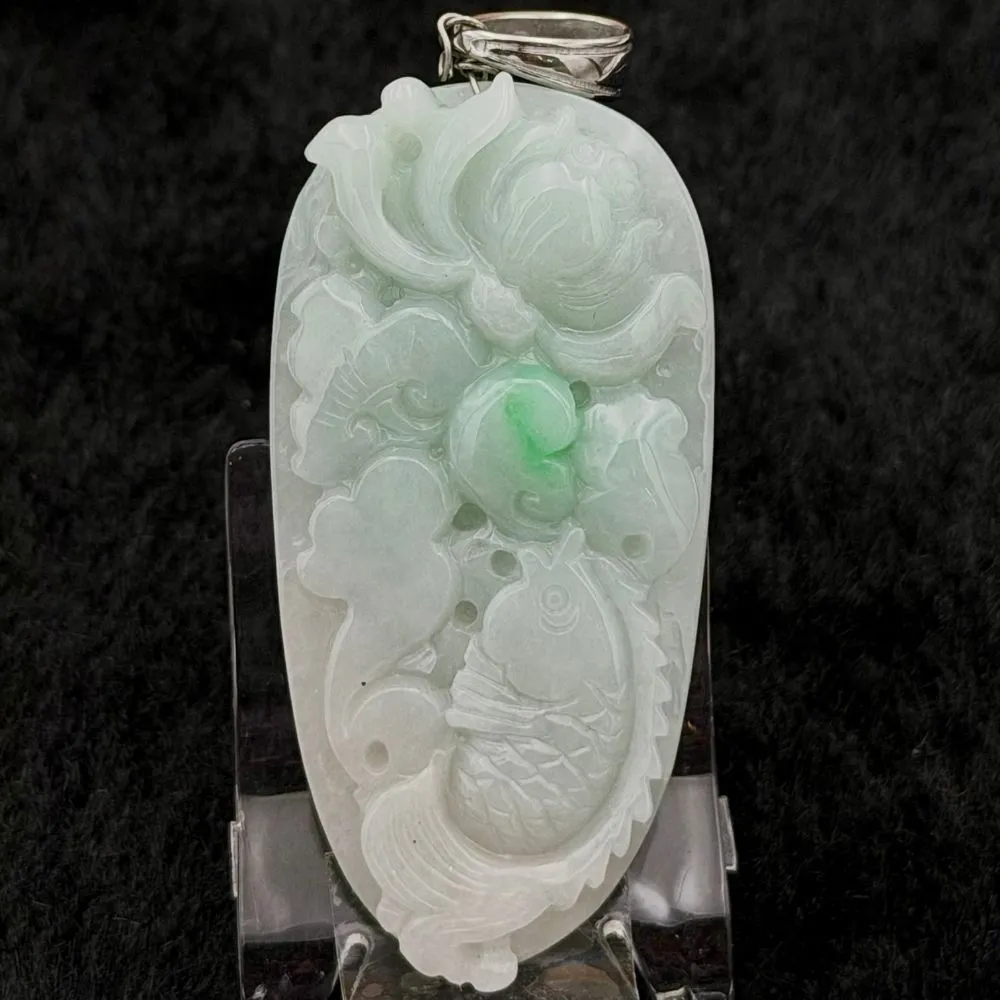 【藏古祥館】翡翠 蓮蓮有魚 SCC25 (宗教開運  翡翠)