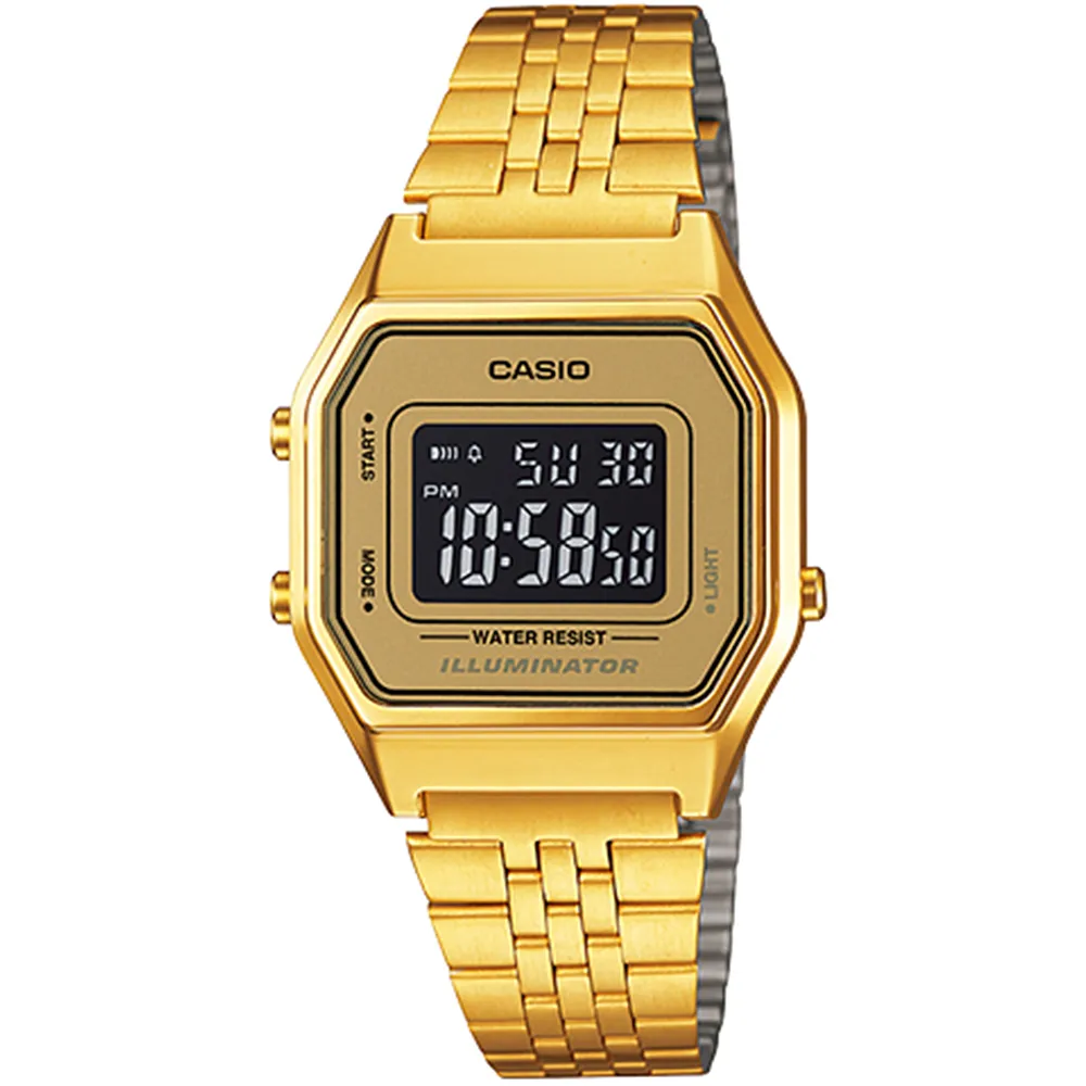 【CASIO 卡西歐】復古風數字型電子錶 雙11 送禮(LA680WGA-9B)