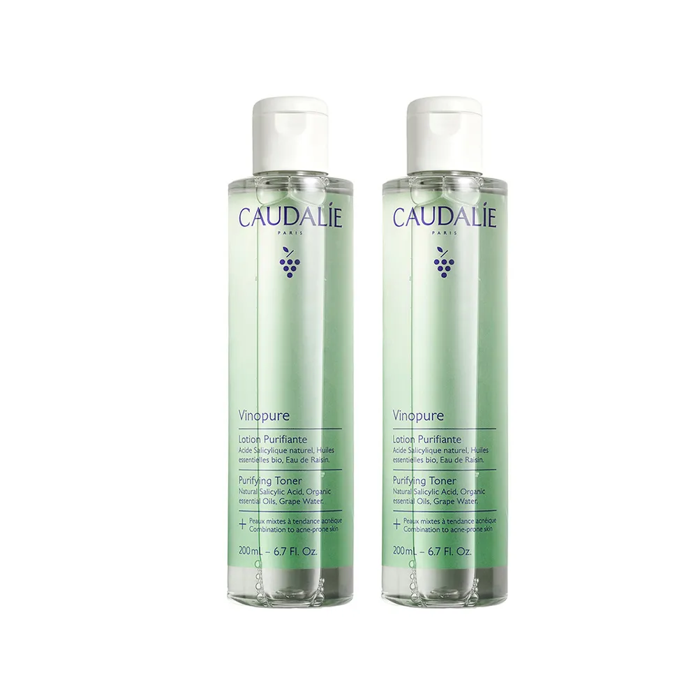【CAUDALIE 歐緹麗】葡萄毛孔淨化活膚水 200mlx2(細緻肌膚/控油保濕)