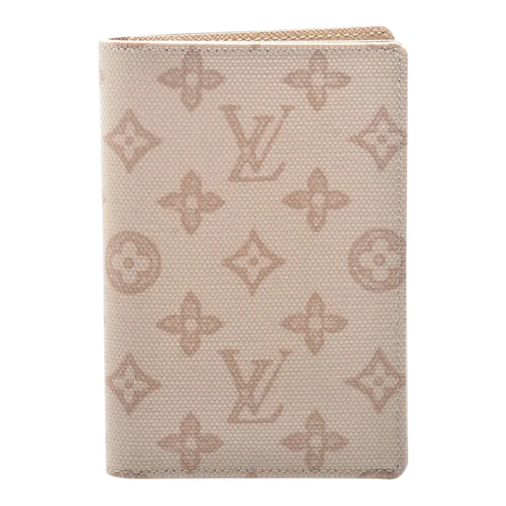 【Louis Vuitton 路易威登】M27613經典Monogram Origine帆布牛皮襯裡護照封套(亞麻色)