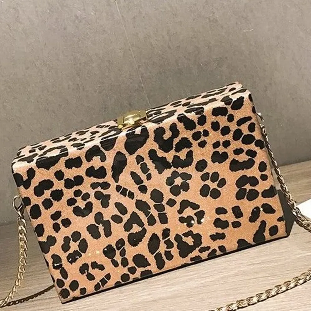 【米蘭精品】現貨+預購 肩背包鏈條小方包(豹紋時尚女包情人節生日禮物3色73fc355)