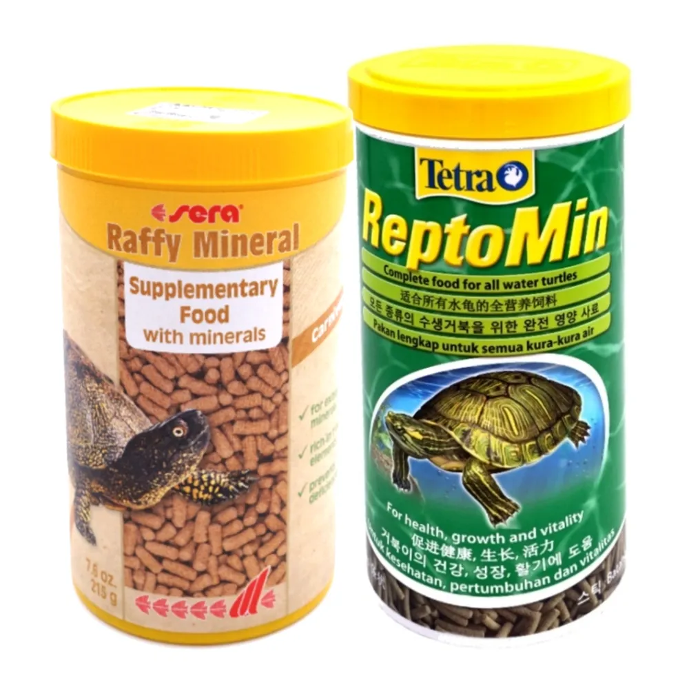 【Sera 德國】烏龜礦物質+Tetra烏龜條狀飼料 1L×2 澤龜.水龜(兩棲爬蟲主食飼料 S1895+T255)