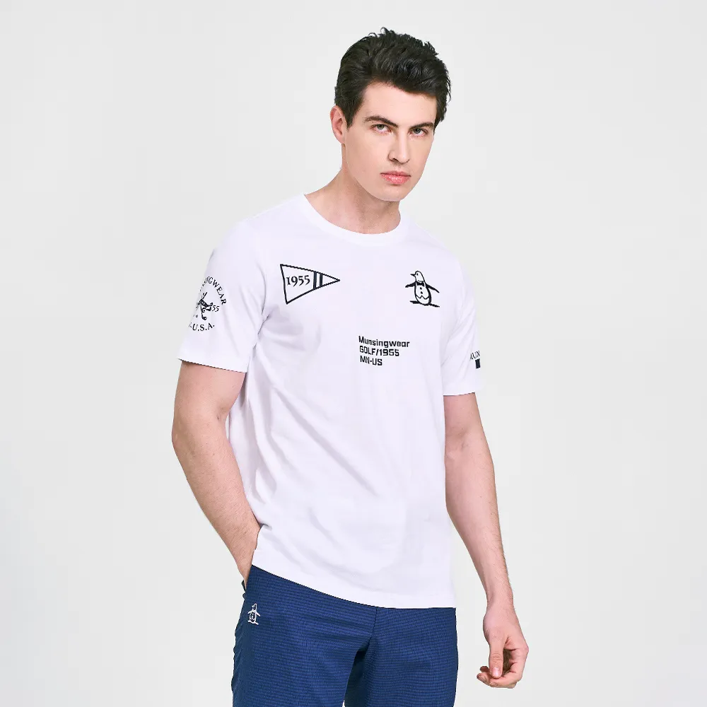 【Munsingwear】企鵝牌 男款白色企鵝高爾夫圖案復刻純棉舒適經典百搭短袖T SHIRT MGVL2507