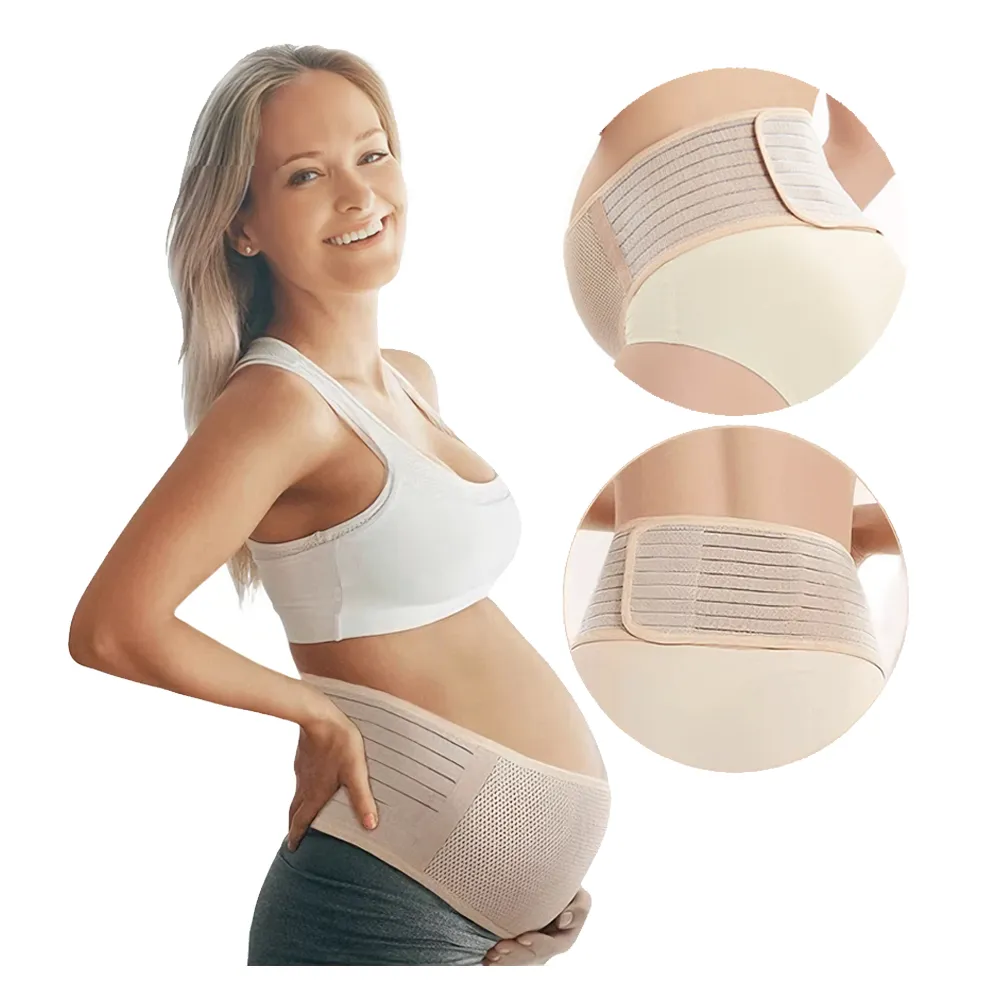 【aiebao】孕婦托腹帶｜孕中期腰背支撐帶｜可調節透氣產前護腰｜舒適托腹穩定支撐