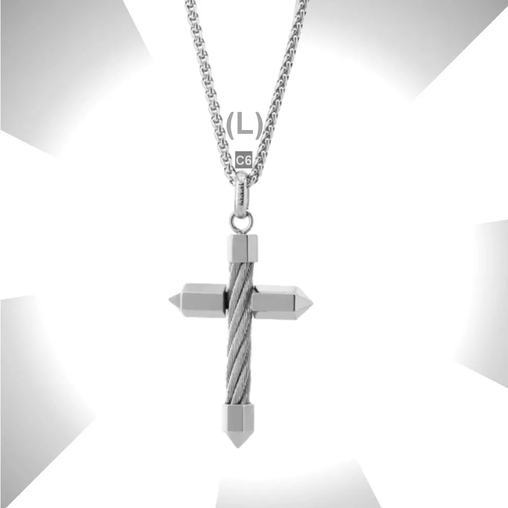 【CHARRIOL 夏利豪】熱賣 Necklace Celtic Cross 十字架項鍊-大銀款 加多好禮 C6(08-101-1282-3)