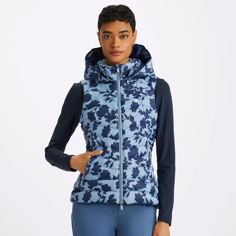 【G/FORE】TONAL FLORAL NYLON PUFFER VEST 背心外套 藍色(G4LF23O42-FJORD)