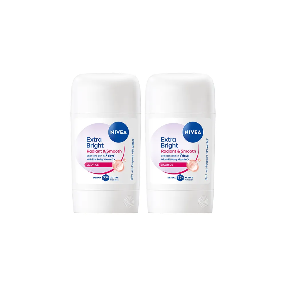 【NIVEA 妮維雅】亮白止汗爽身乳膏Pro升級版50mlx2入(48H乾爽/亮白)