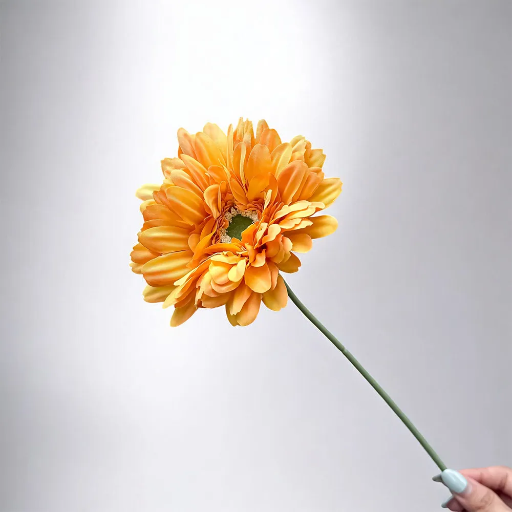 【Floral M】夏日小太陽非洲菊熱情黃仿真花花材3入組(人造花/仿真花/假花/花藝DIY/裝飾花材)