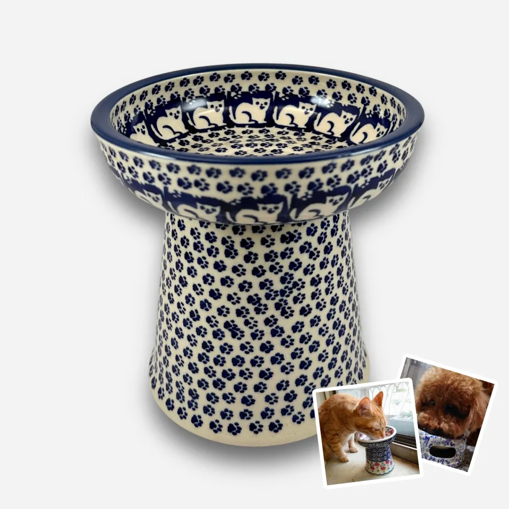 【SOLO 波蘭陶】波蘭製 Manufaktura 波蘭陶 14cm 寵物碗 高腳碗 貓咪/小型犬適用