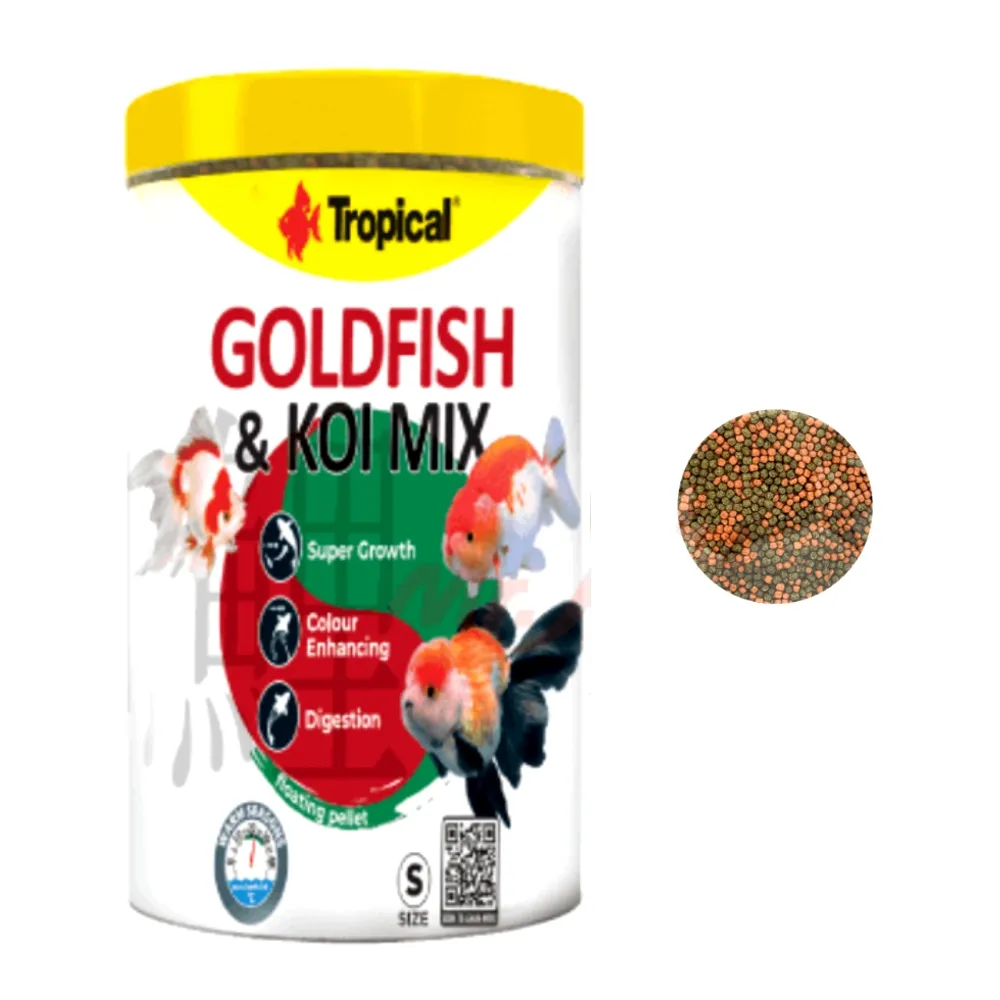 【Tropical 德比克】金魚增豔成長營養全餐1000ml 小顆粒含螺旋藻和蝦紅素(獅頭、藍壽、琉金、土佐金40105)