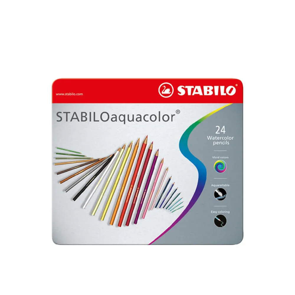 【STABILO】水溶性色鉛筆1盒24色鐵盒裝(1624-5)