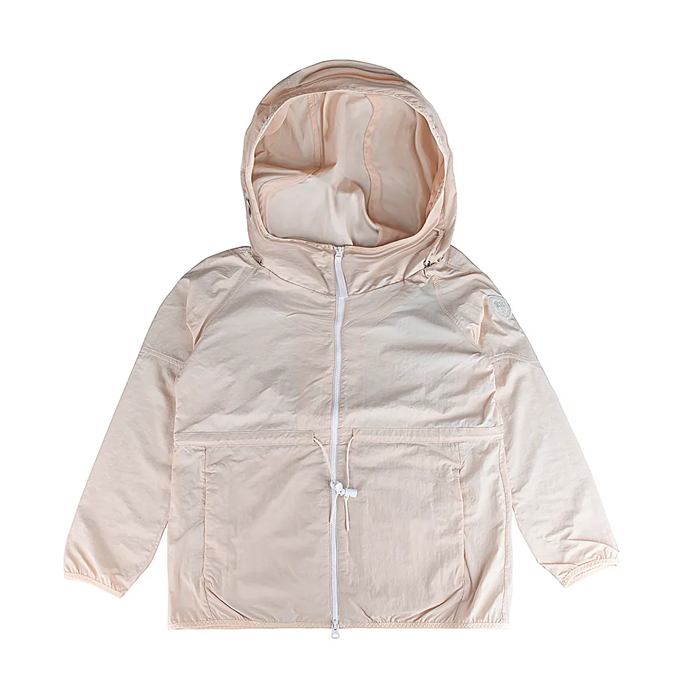 【CANADA GOOSE】CANADA GOOSE Lundell左袖北極圈地形圓標LOGO白色刺繡設計再生尼龍防風外套(女款/亞麻)