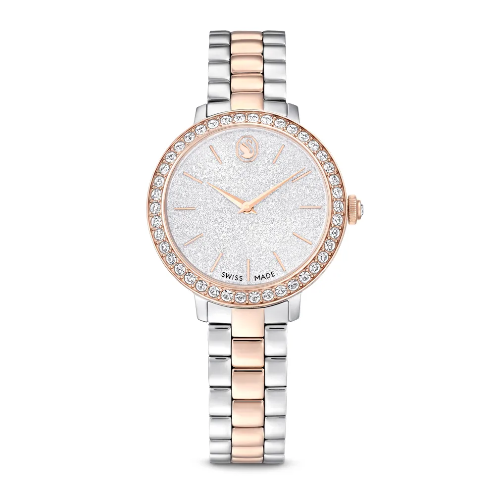 【SWAROVSKI 施華洛世奇】官方直營 手錶 瑞士製造 金屬手鏈 銀色 玫瑰金色潤飾 | 5715028