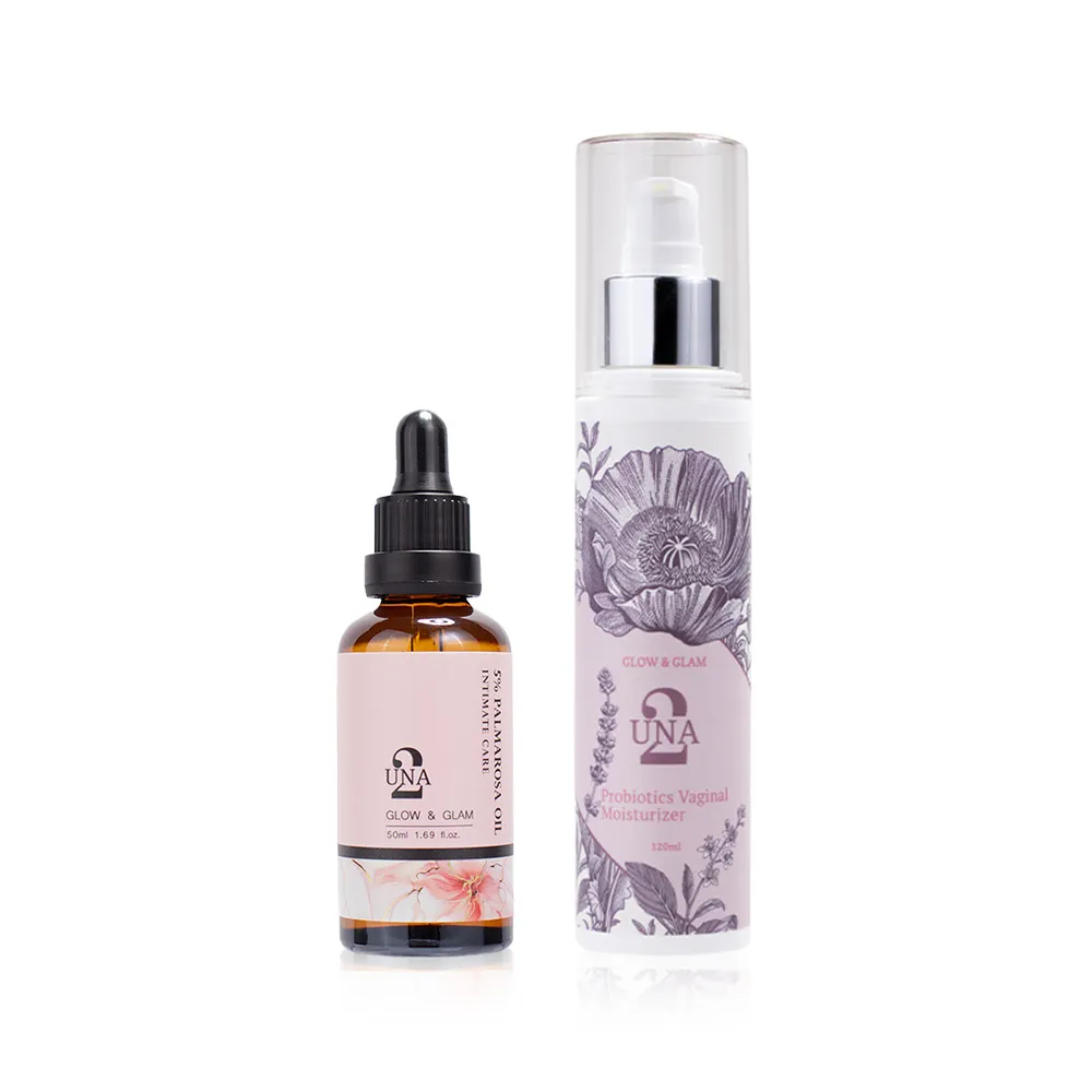 【BIOCROWN 百匡】5%玫瑰草私密保養油 50ml+咩咩不啾 乳酸修護私密凝膠 120ml - UNA