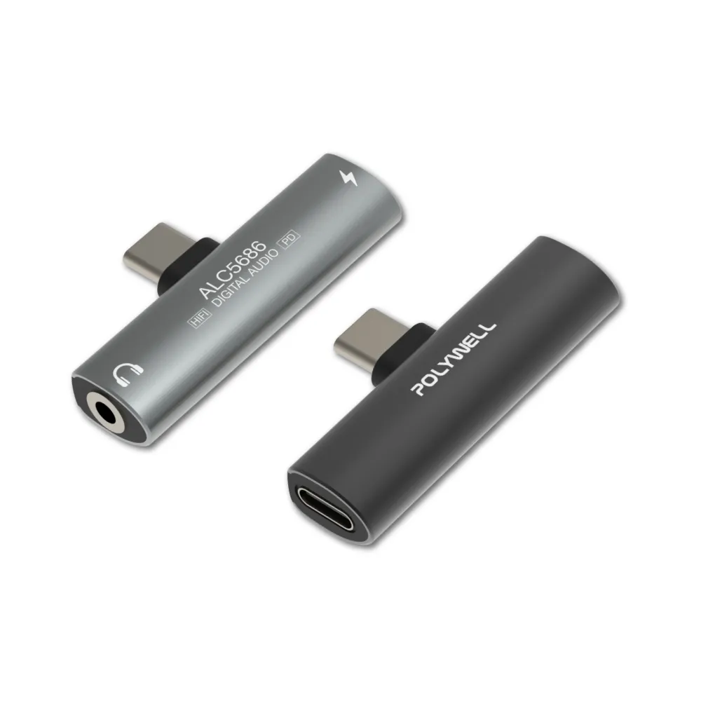 【POLYWELL】Type-C轉3.5mm T型音源轉接器