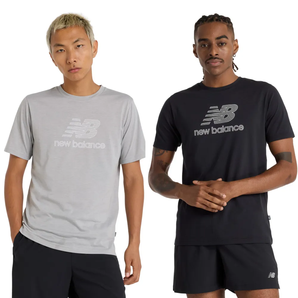 【NEW BALANCE】NB 吸濕排汗短T/短袖上衣_男性_黑/灰_MT51003AG_MT51003BK(美版 版型偏大)