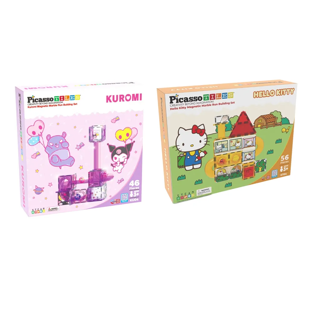【PicassoTiles】三麗鷗系列軌道彩繪磁力片(磁鐵 滾球 立體拼圖)