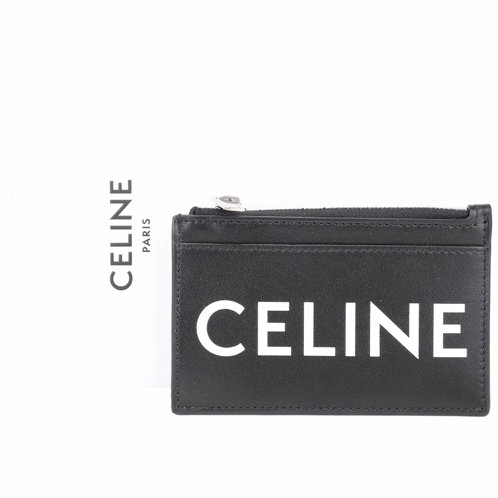 【CELINE】賽琳 字母印花小牛皮卡片夾 零錢包-黑色(10F993DMF 38SI)