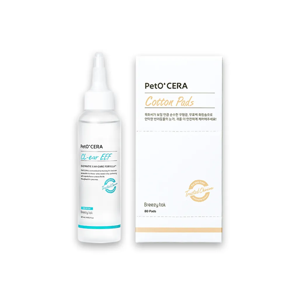 【breezy tail】寵物潔耳液棉片組 120ml(犬貓適用 耳朵護理 耳朵清潔 不含酒精 化妝棉)
