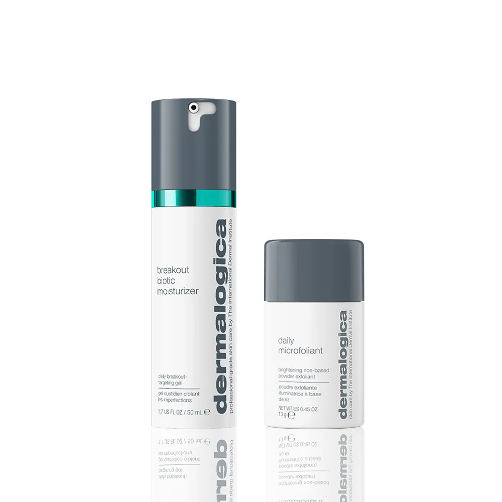 【dermalogica 德卡】淨痘抗老光采守護組 抗痘水凝乳50ml&精微亮顏素13g(淨痘抗老/油水平衡/舒緩)