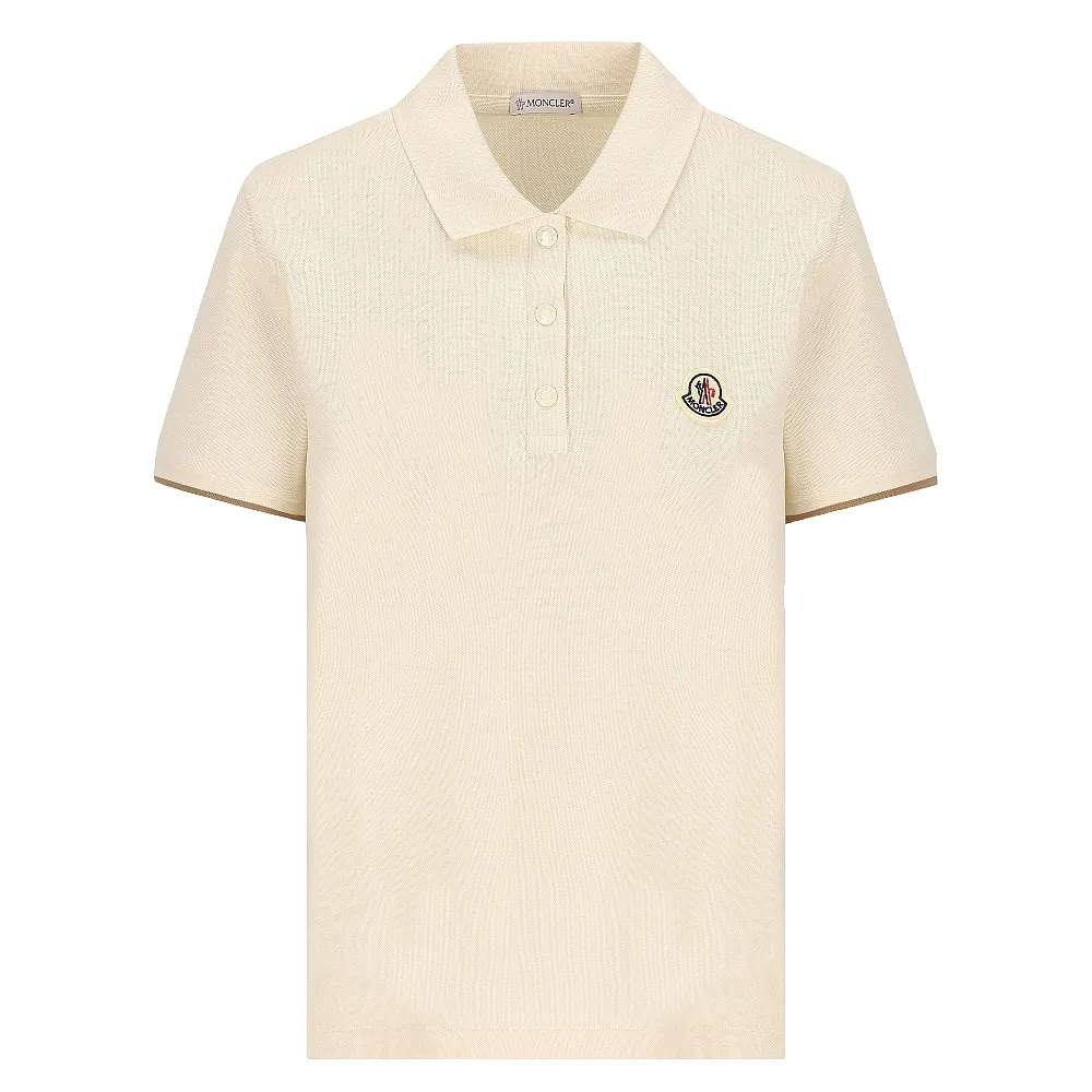 【MONCLER】女款 品牌LOGO 短袖POLO衫-米白色(XS號、S號、M號、L號)