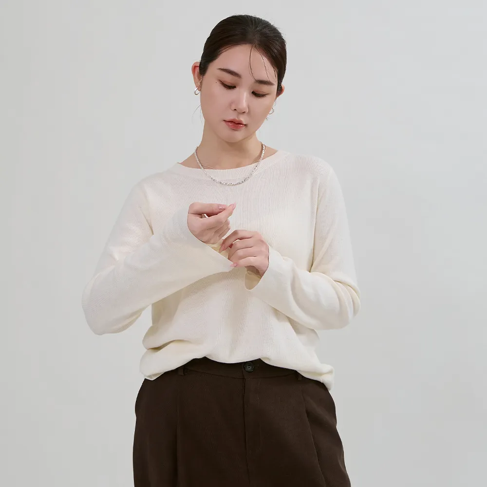 【M：MINb】不易皺簡約針織上衣(米白/中大尺碼女裝/XL女裝/女裝/大尺碼上衣/針織上衣)