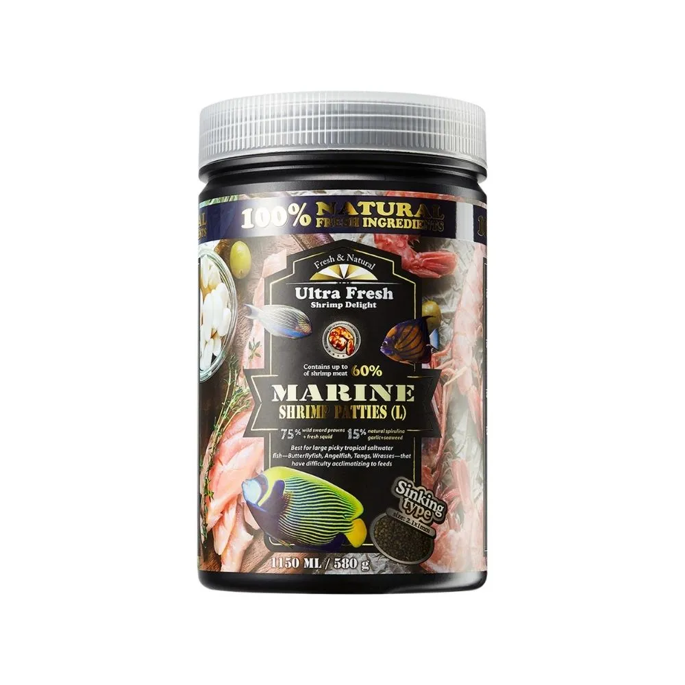 【鮮蝦食譜】大型挑嘴 海水熱帶魚-全營養魷魚大蒜鮮蝦堡1150ml(倒吊魚 神仙魚 海水魚飼料 大型海水魚飼料)