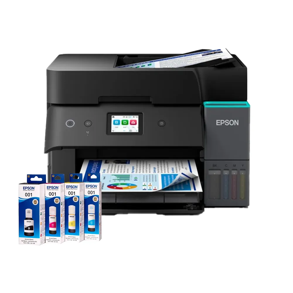 【EPSON】官方直營 搭1組T03Y原廠1黑3彩墨水★L6390 高速雙網傳真智慧遙控連續供墨複合機