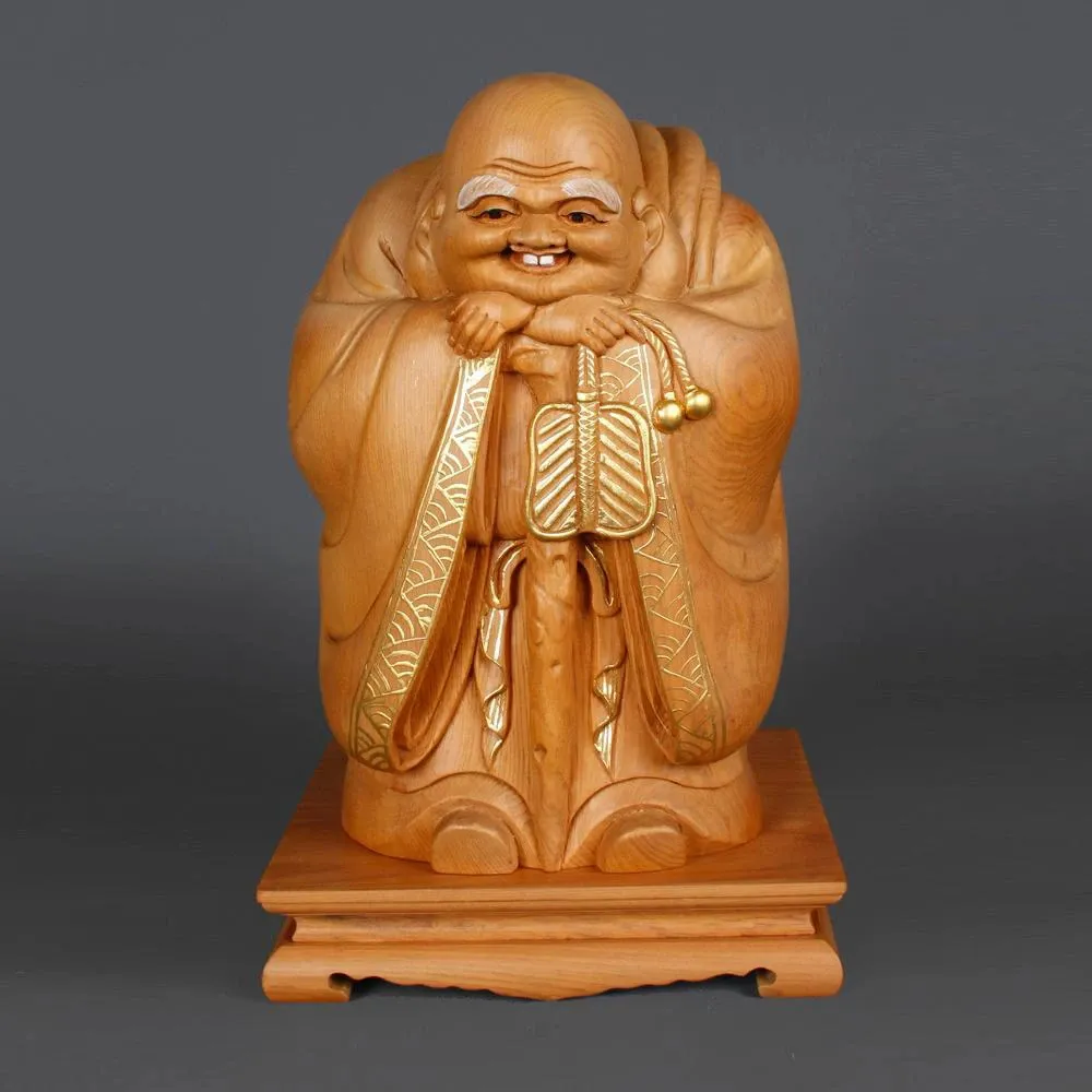 【荒木雕塑藝品】高26公分布袋佛(七福神   日式彩金)