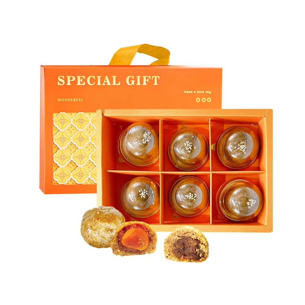 【i3微澱粉】控糖點心禮盒6入x2盒-鳳梨蛋黃酥+鳳梨酥(70g 蛋奶素 月餅 手作)_年菜 年節禮盒