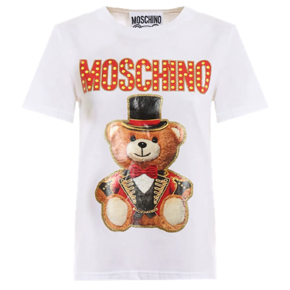 【MOSCHINO】泰迪熊圓領 短袖T恤-白色(XXS號、XS號)