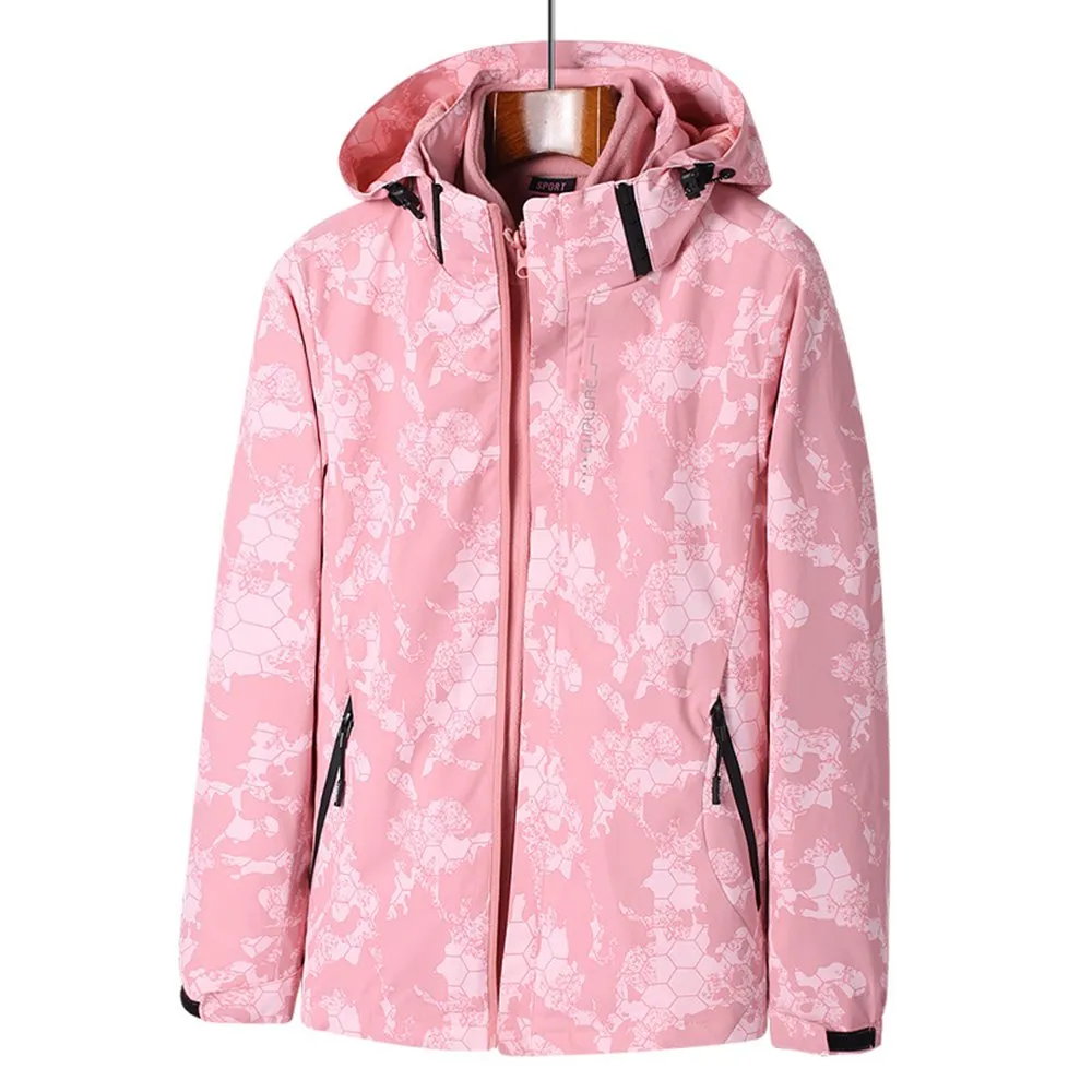【米蘭精品】現貨+預購 衝鋒衣連帽夾克(三合一防風防水印花男女衝鋒外套5色74db11)
