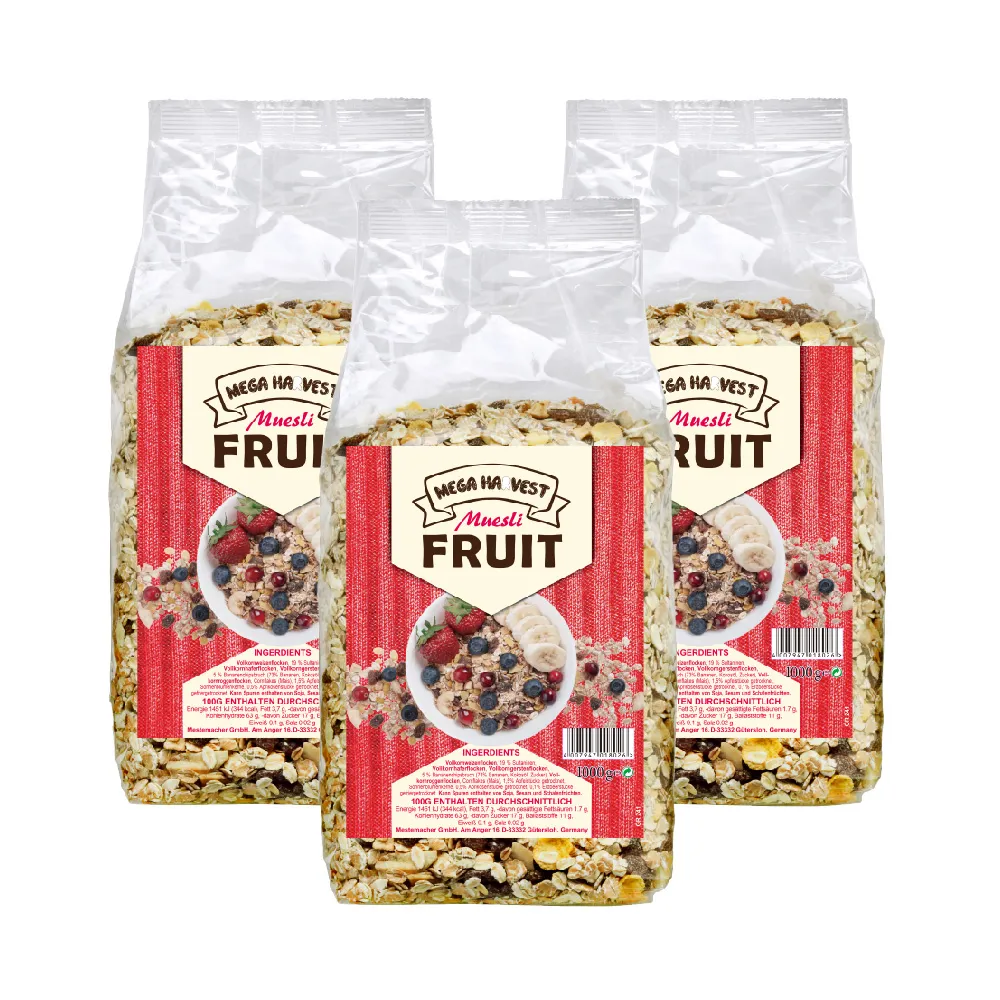 【Mega Harvest】德國天然什錦水果穀片 1kgX3包