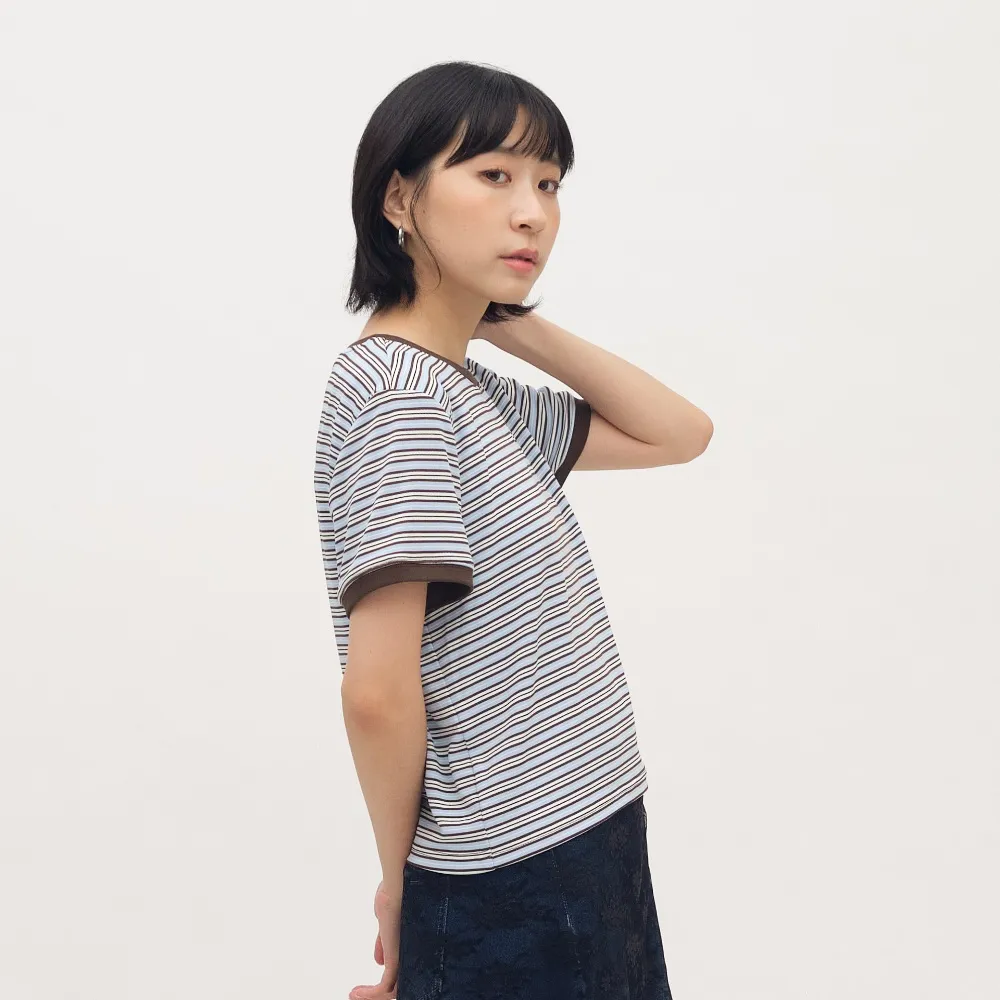 【plain-me】[小P社長] 短袖 條紋 TEE 短T 女生短袖 小P社長條紋短袖TEE_PPW0004-262