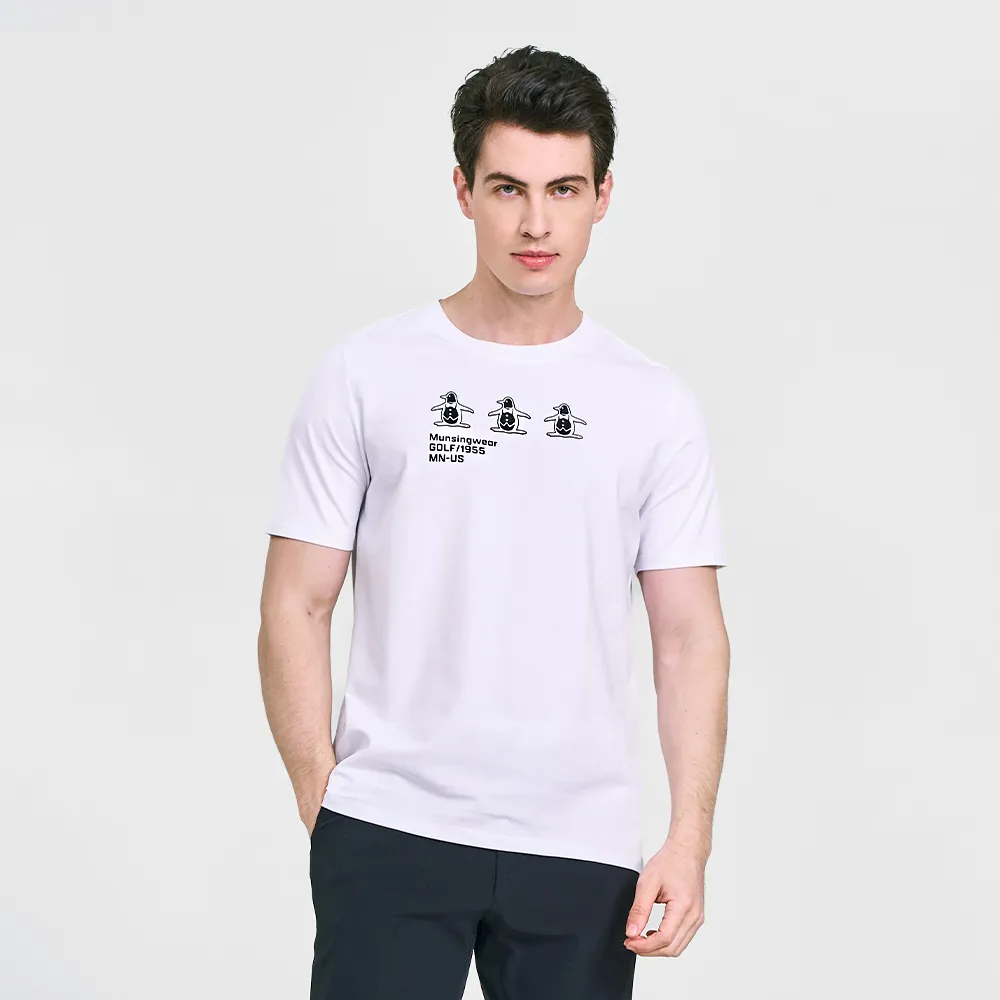 【Munsingwear】企鵝牌 男款白色企鵝排排站棉彈性舒適百搭短袖T SHIRT MGVL2508
