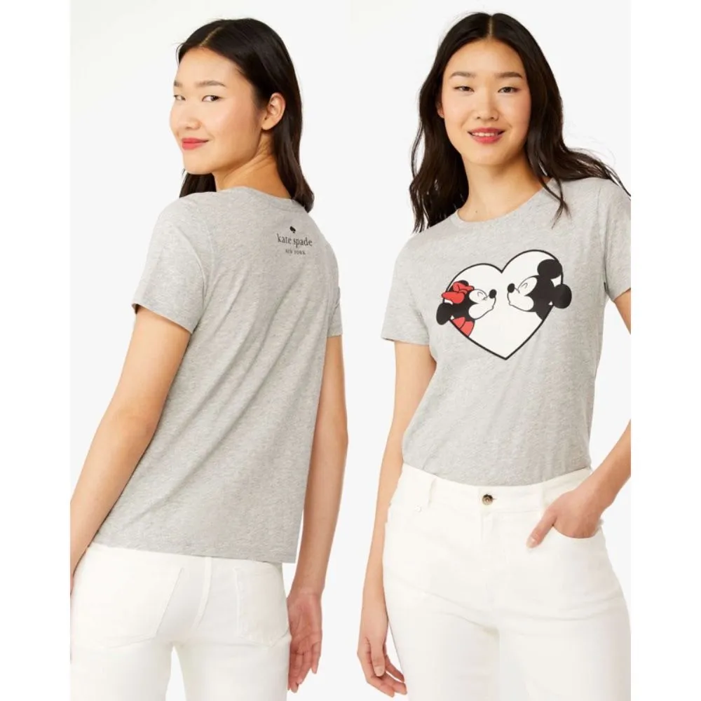 【KATE SPADE】DISNEY聯名Micky&Minnie女版短袖T恤  灰(原廠公司貨)