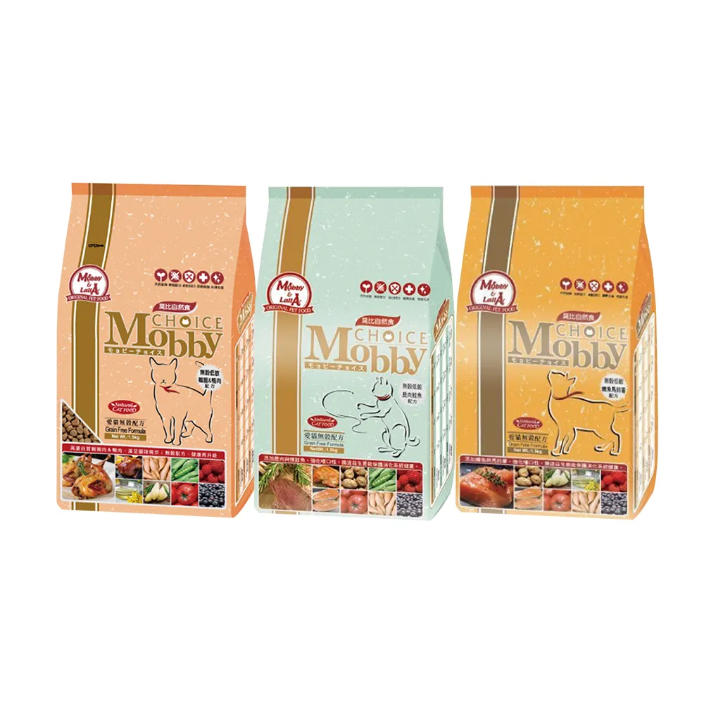 【Mobby 莫比】3包組-愛貓無穀配方貓糧1.5kg(貓飼料/無穀/全齡貓)
