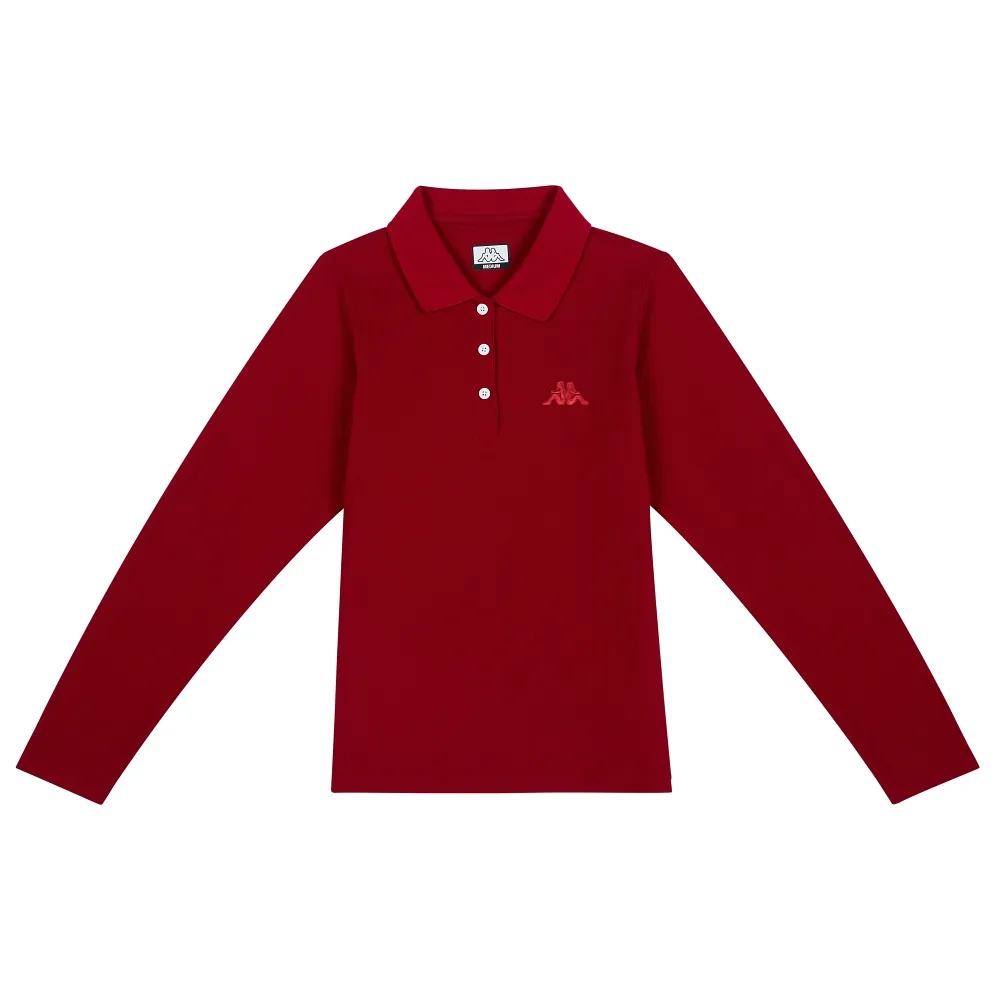 【KAPPA】義大利時尚吸濕排汗 女生長袖POLO(酒紅 322B6GWWP1)